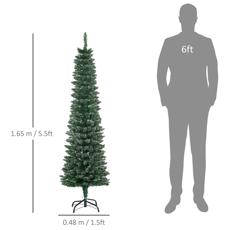 5.5FT Artificial Snow Dipped Christmas Tree Home Indoor Green HOMCOM