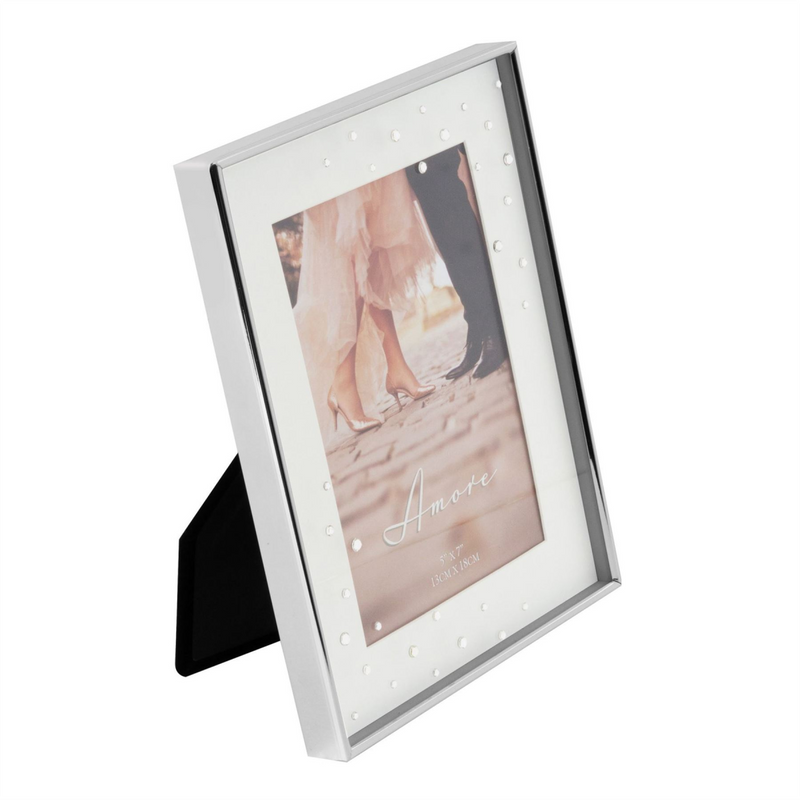 Amore Silverplated Box Frame with Crystals 5" x 7"