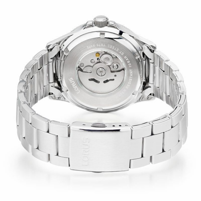 Lorus Mens Automatic Day Date Black Dial Stainless Steel Bracelet Watch RL459BX9