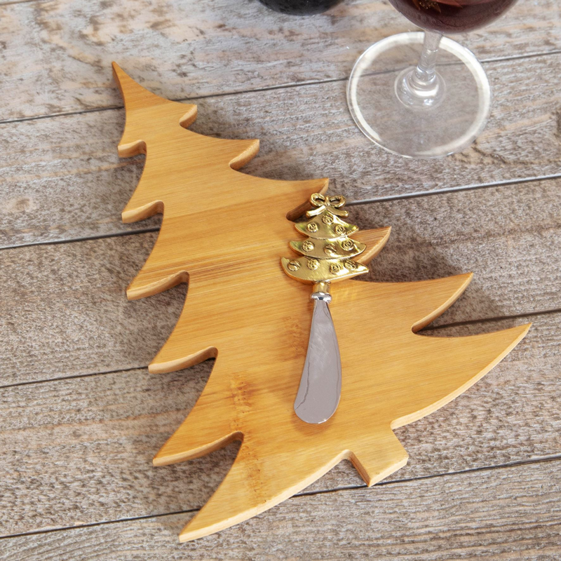 Bamboo Tree Shaped Chopping Board with Knife