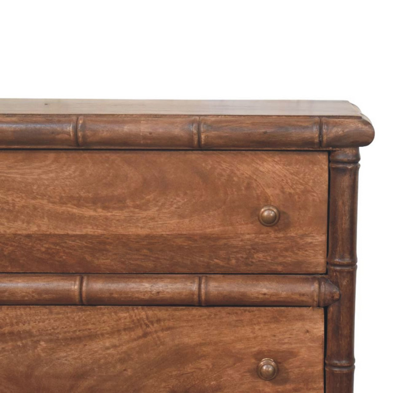 Artisan Furniture Solid Wood Bamboo Carved 3-Drawer Chest, Brown