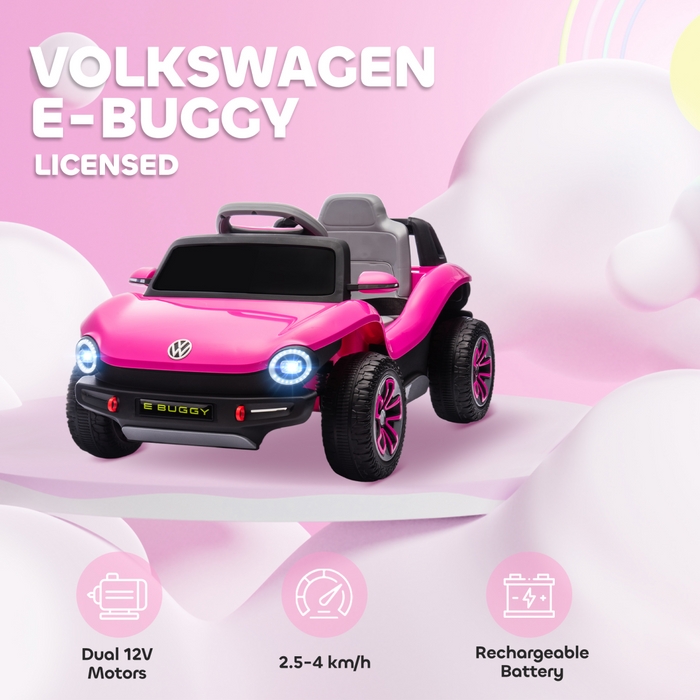 AIYAPLAY Volkswagen Licensed Kids Electric Car w/ Remote, Suspension, Pink