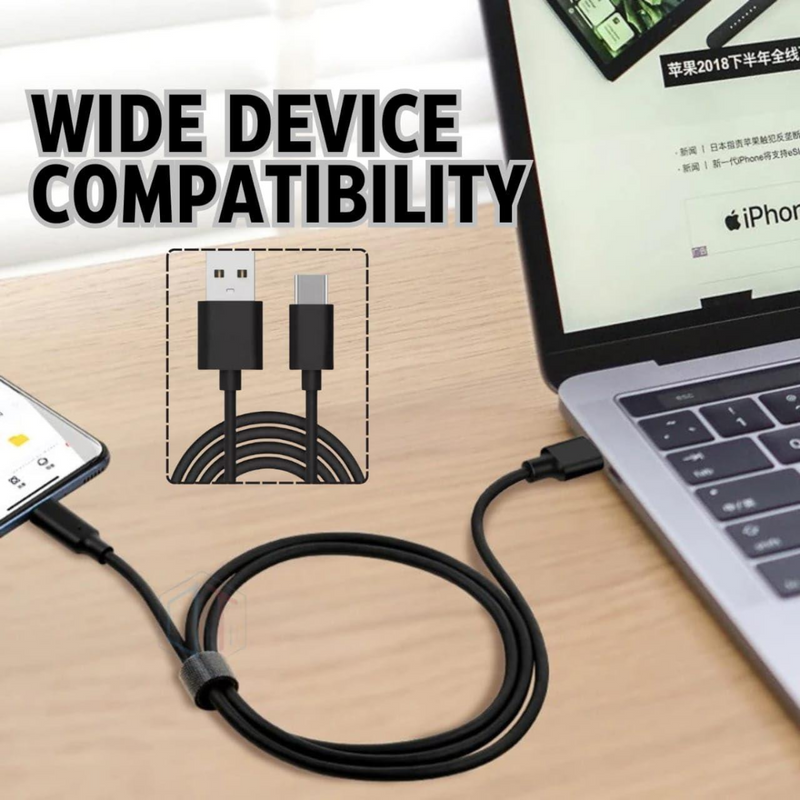 Woox MX0003 USB to Type C PVC Data Cable, 18W, 3.3ft 1m, Black