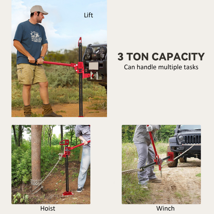 HOMCOM 33" 3 Tonne High Lift Farm Jack for 4x4 Tractors Trucks, Red