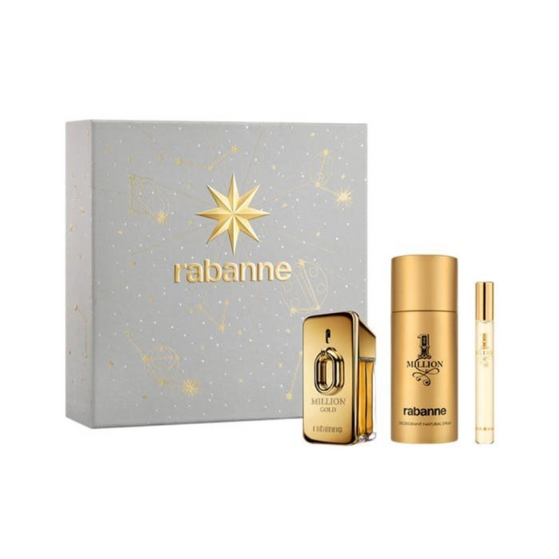 Paco Rabanne Million Gold Intense Gift Set (Eau De Parfum Spray 50ml  Deodorant Spray 150ml  Eau De Toilette Spray 10ml)