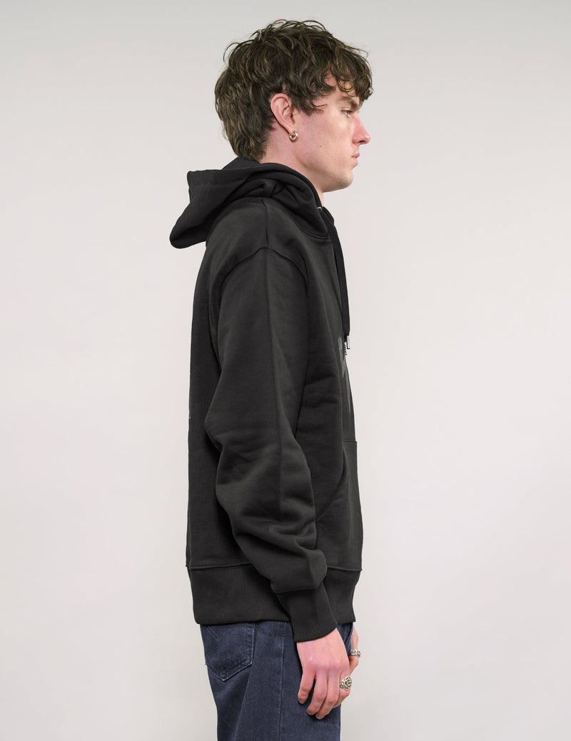 ST Hoodie in Black with Silver Lined Logo