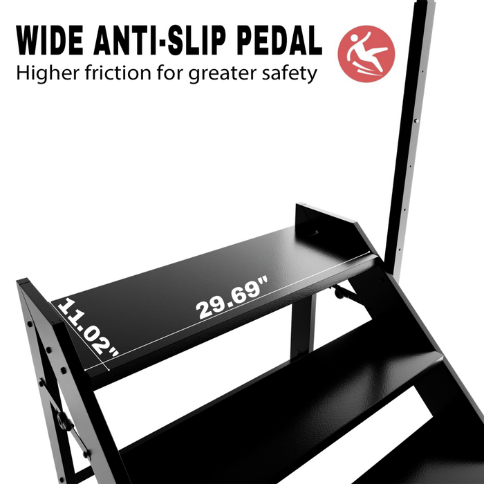 Folding 4 Step Ladder, Step Stool Foldable, RV Steps with Non Slip Feets, Max Load Capacity 660lbs Hot Tub Steps for Home, Travel Trailer, Camper, Mobile Home, Spa, and Porch