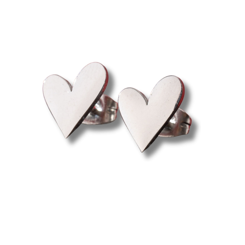 Tilted Heart Stud Earrings