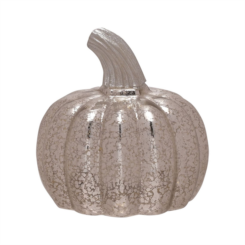 Silver Pumpkin LED Lantern Small