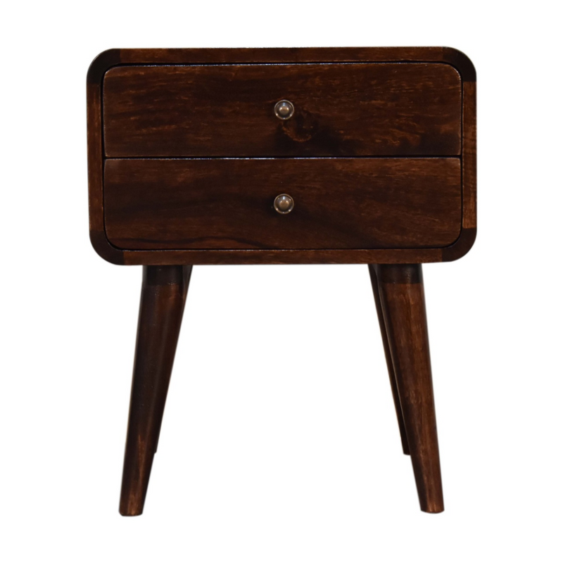 Artisan Furniture Solid Wood Curved Dark Walnut Bedside
