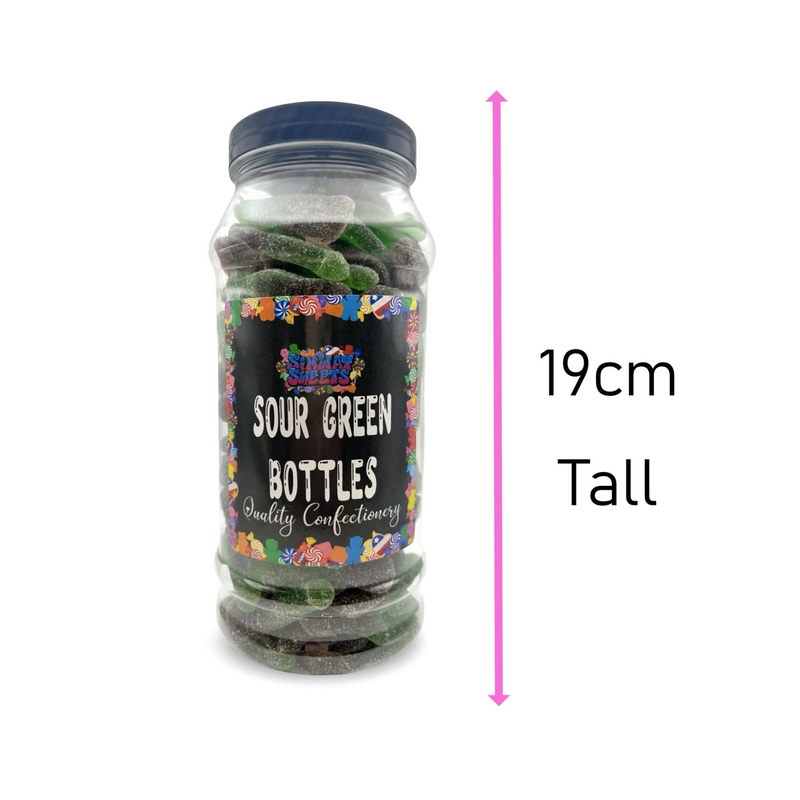 Sour Green Cola Bottles Retro Fizzy Gummy Sweets Gift Jar - 695g
