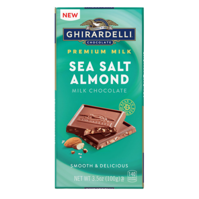 Ghirardelli | Premium Sea Salt Almond Milk Chocolate Bar | 100g