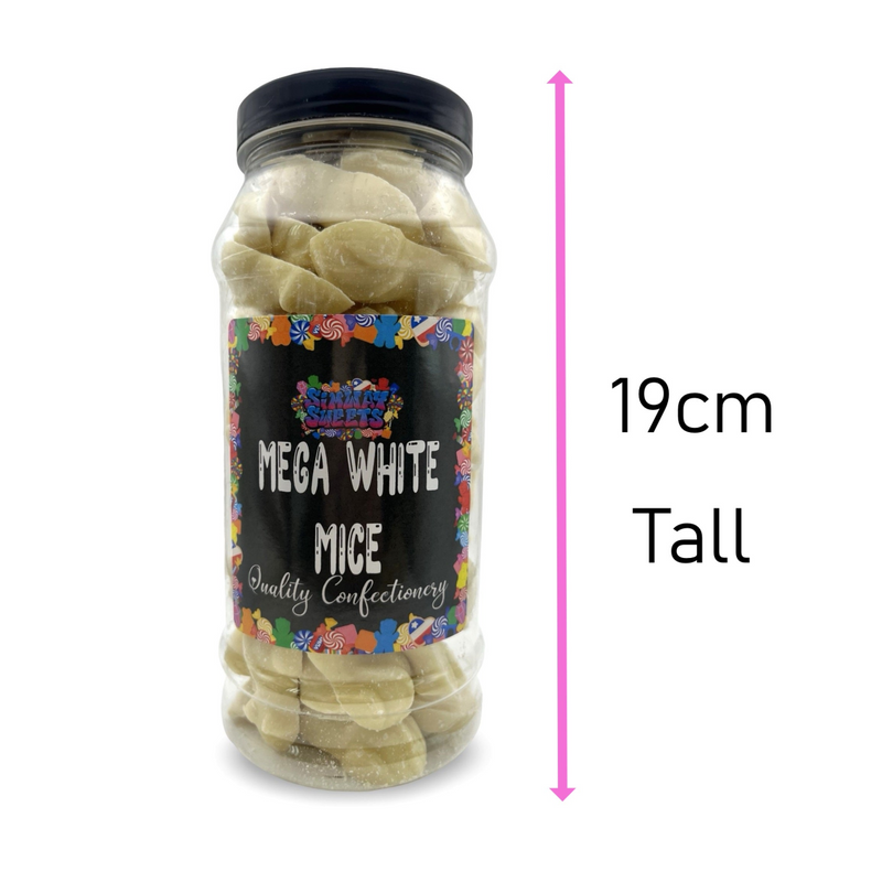 Giant Mega White Chocolate Mice Retro Sweets Gift Jar - 615g
