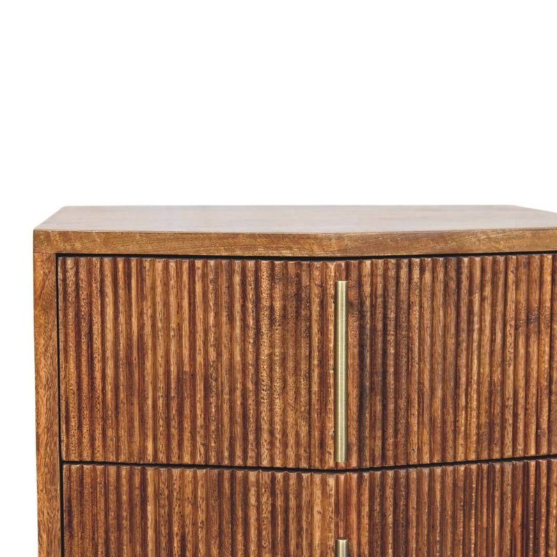 Artisan Furniture Solid Wood Louvre Bedside Unit, 2 Drawers, Brown