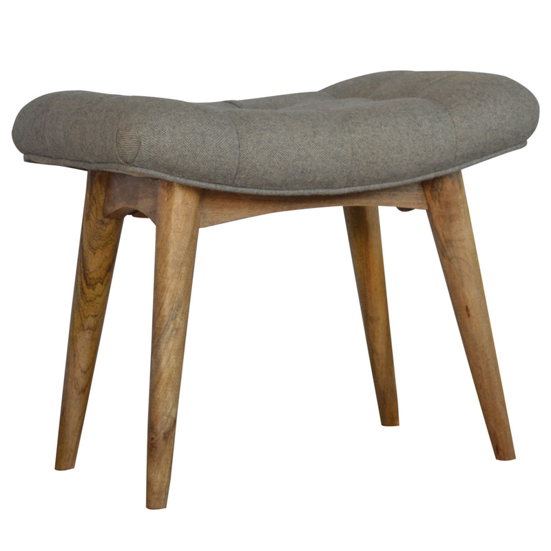 Artisan Furniture Solid Wood Curved Grey Tweed Bench
