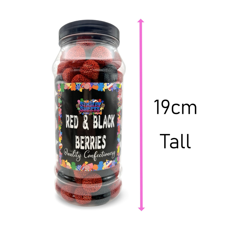 Black & Raspberry Berries Gummy Retro Sweets Gift Jar - 770g
