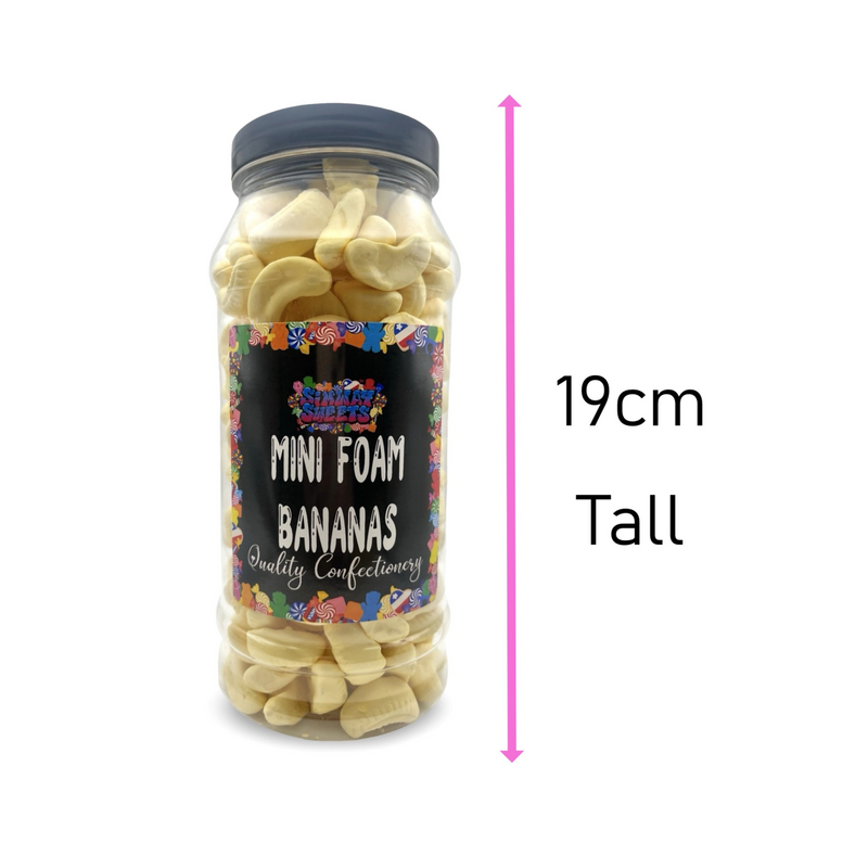 Mini Foam Bananas Retro Sweets Gift Jar - 380g
