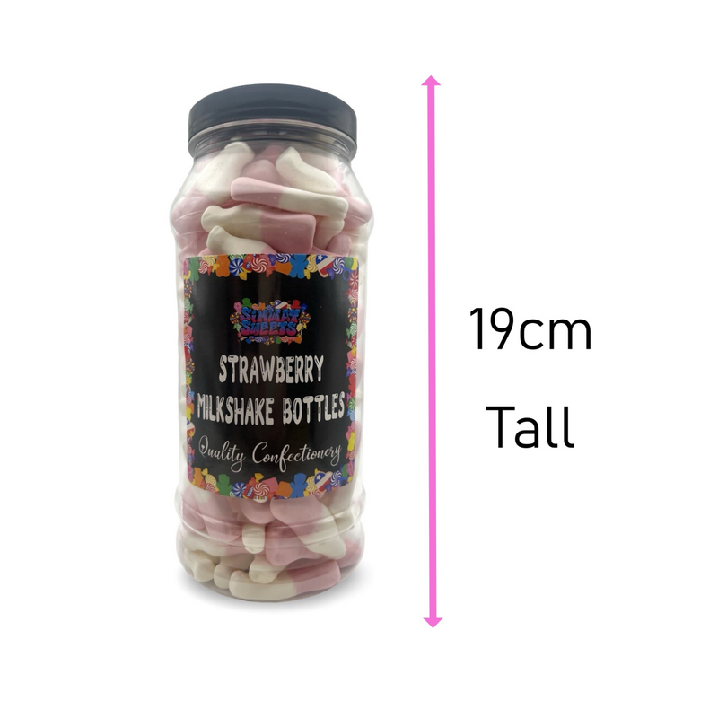 Pink & White Foam Milkshake Bottles Retro Sweets Gift Jar - 470g