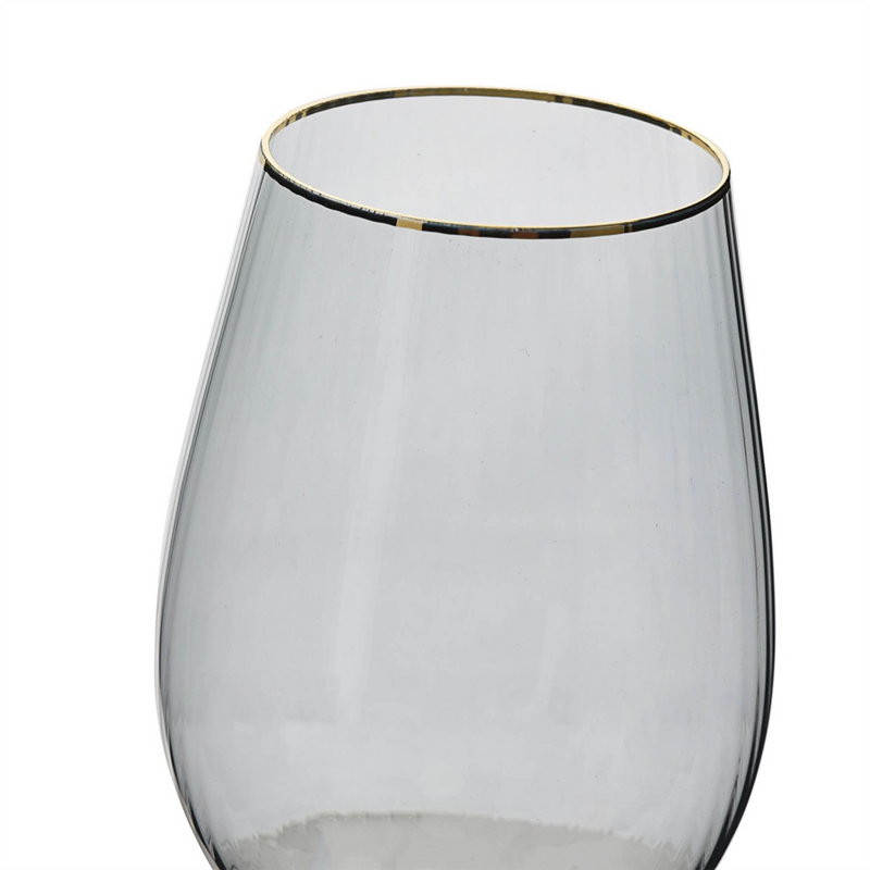 Hestia Set of 2 Grey Wine Glasses with Gold Rim