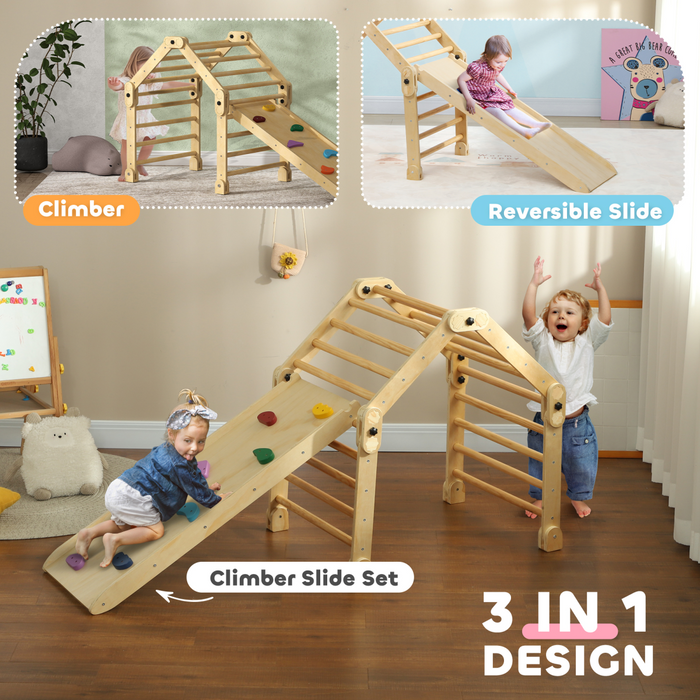 AIYAPLAY 3 in 1 Kids Climbing Set, Foldable Toddler Climbing Toys with Ramp