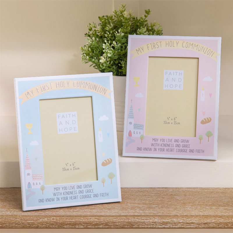 Faith & Hope First Communion Photo Frame 4" x 6" Blue