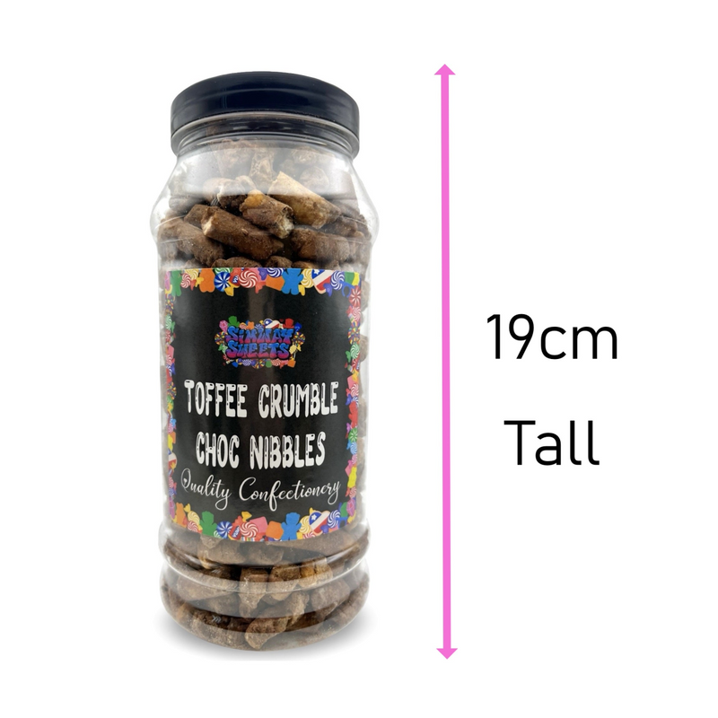 Toffee Crumble Flavour Choc Nibbles Retro Sweets Gift Jar - 580g