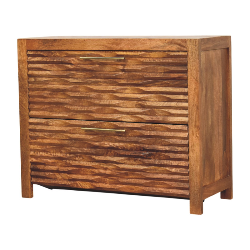 Artisan Furniture Solid Wood Amber Wavefront Cabinet, 2 Drawers, Brown