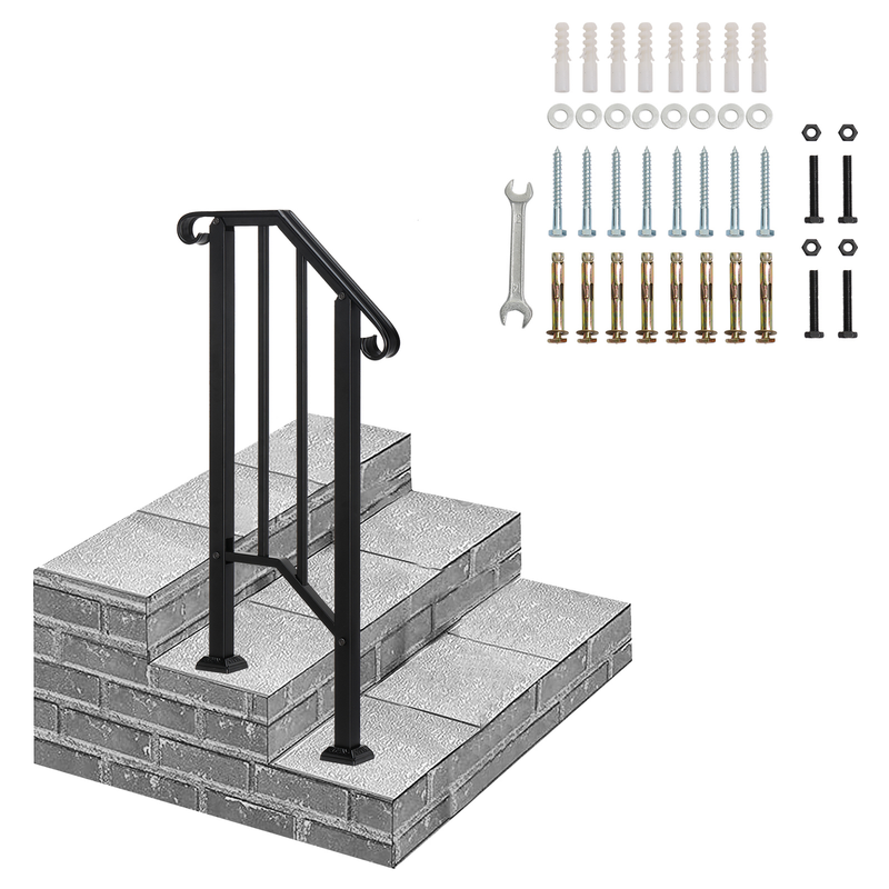 Artisasset Matte Black Outdoor 1st Tier Iron Handrail