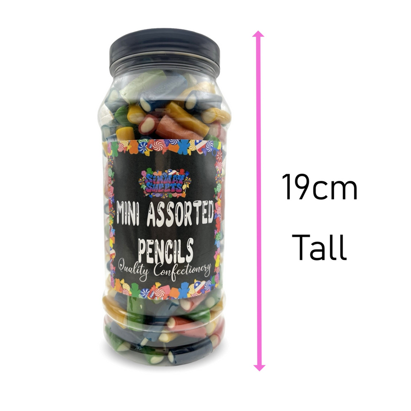 Assorted Pencils Mini Pencil Bites Retro Sweets Gift Jar - 780g