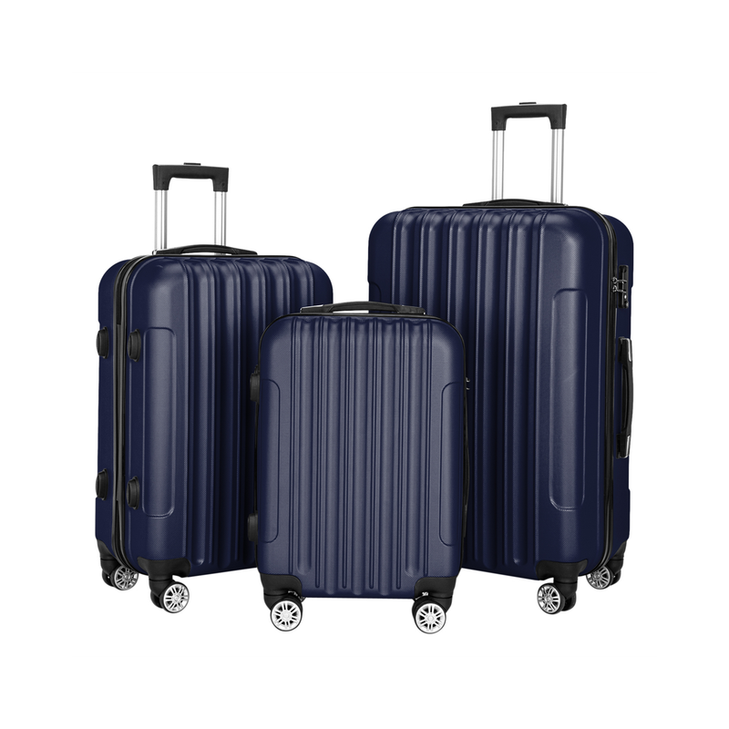 3 Pcs Suitcase Lightweight ABS Carry-on Hand Luggage 4 Spinner Wheels Trolley Case