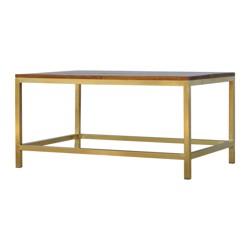 Artisan Furniture Solid Wood Rectangle Gold Coffee Table