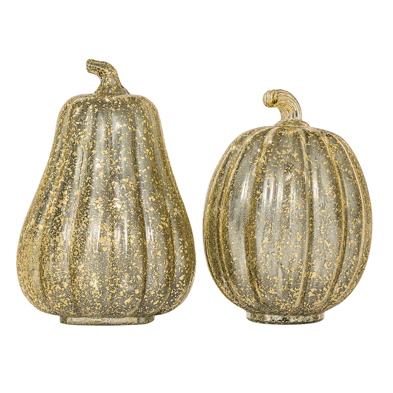 Gold LED Light Up Pumpkin & Squash Autumn Decoration Set