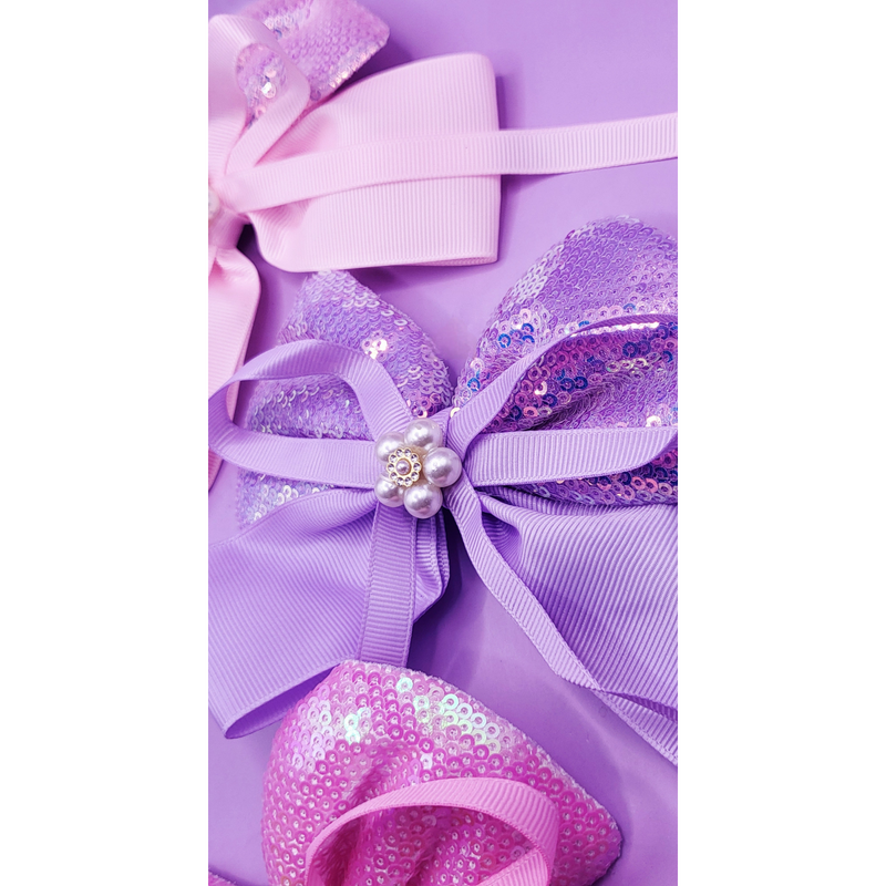 Pearl Sparkly Hair Bow Clip Slide Bows Pack of 12