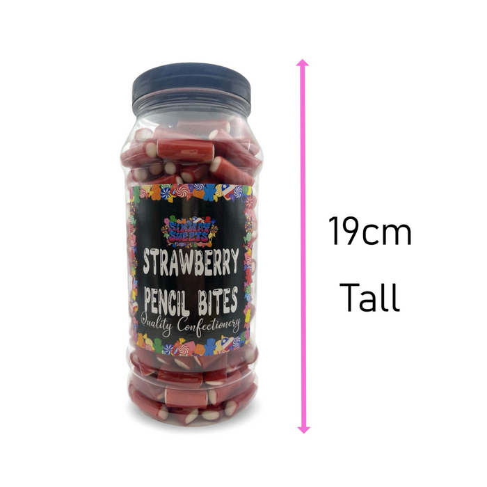 Strawberry Pencil Bites Sweets Gummy Jelly Retro Sweets Gift Jar - 695g