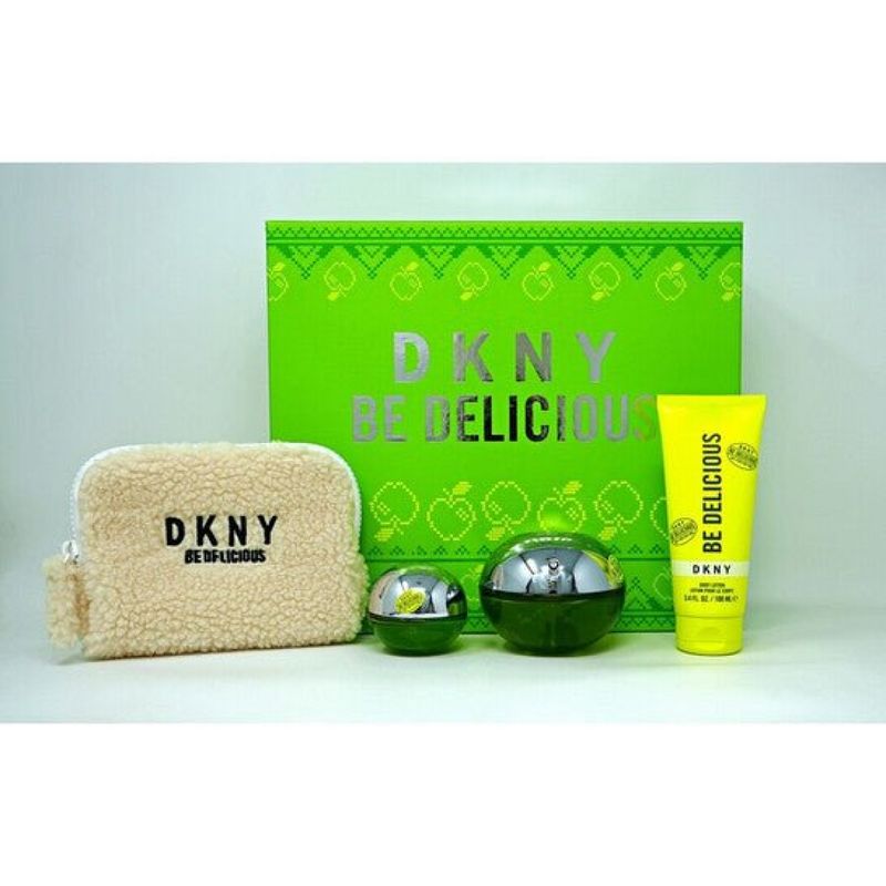 DKNY Be Delicious Gift Set (Eau De Parfum Spray 100ml  Eau De Parfum Spray 15ml  Body Lotion 100ml  Purse)