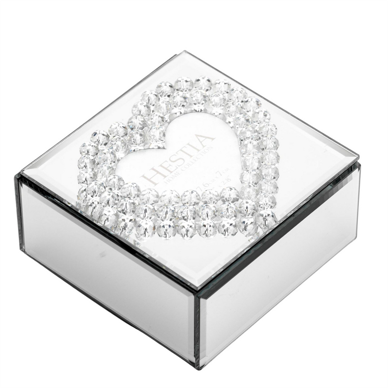 Hestia Mirror Glass Heart Shaped Jewellery Box