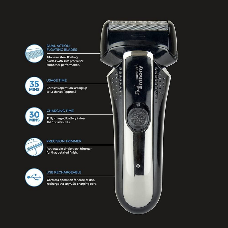 Paul Anthony 'Pro Series 2' Mens USB Foil Shaver