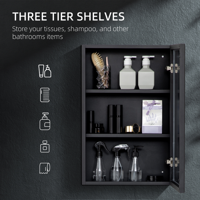 kleankin Wall Mounted Bathroom Cabinet with Mirror and Storage Shelves