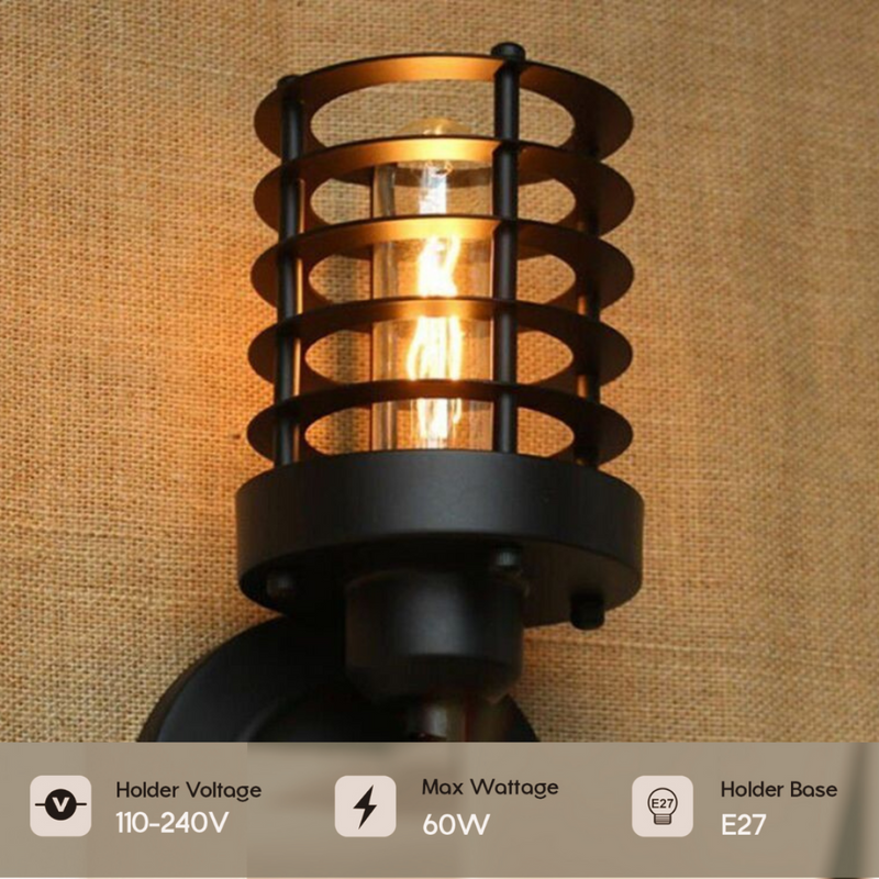 Modern Metal Cage Adjustable Wall Sconce Loft Lamp Shade~2339