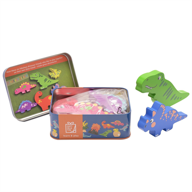 Apples To Pears Dino Island in a tin