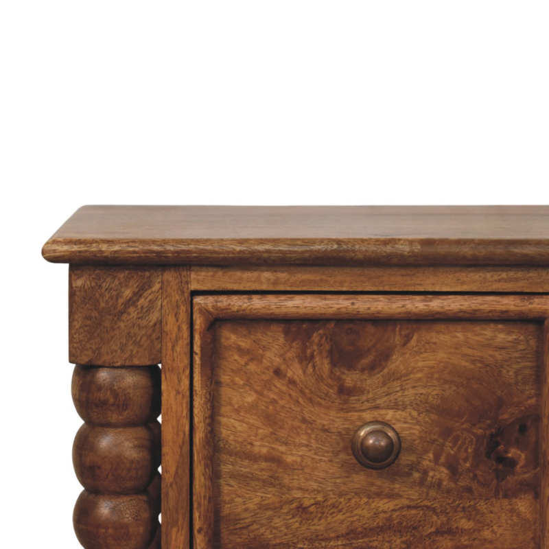 Artisan Furniture Solid Wood Barley Twist Bedside, 2 Drawers, Brown