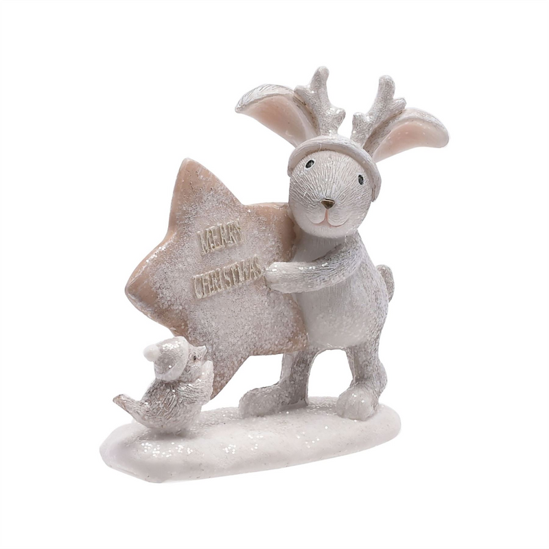 Merry Christmas Bunny & Robin with Star Ornament