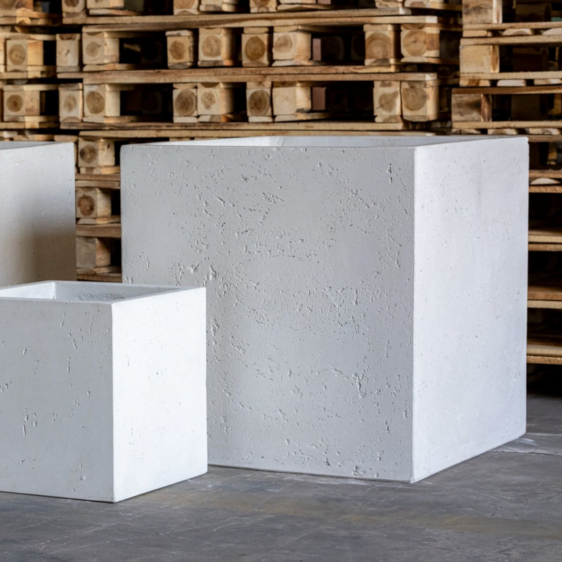 Cubrosa | White Mist – 70cm Large Concrete Square Planter – 246L Square Plant Pot