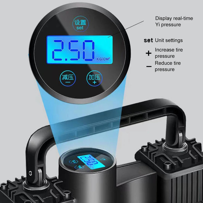 12V 150PSI Air Compressor Dual Cylinder Heavy Duty Tire Inflator with Pressure Gauge Car Motorcycle Electric Air Inflatable Pump