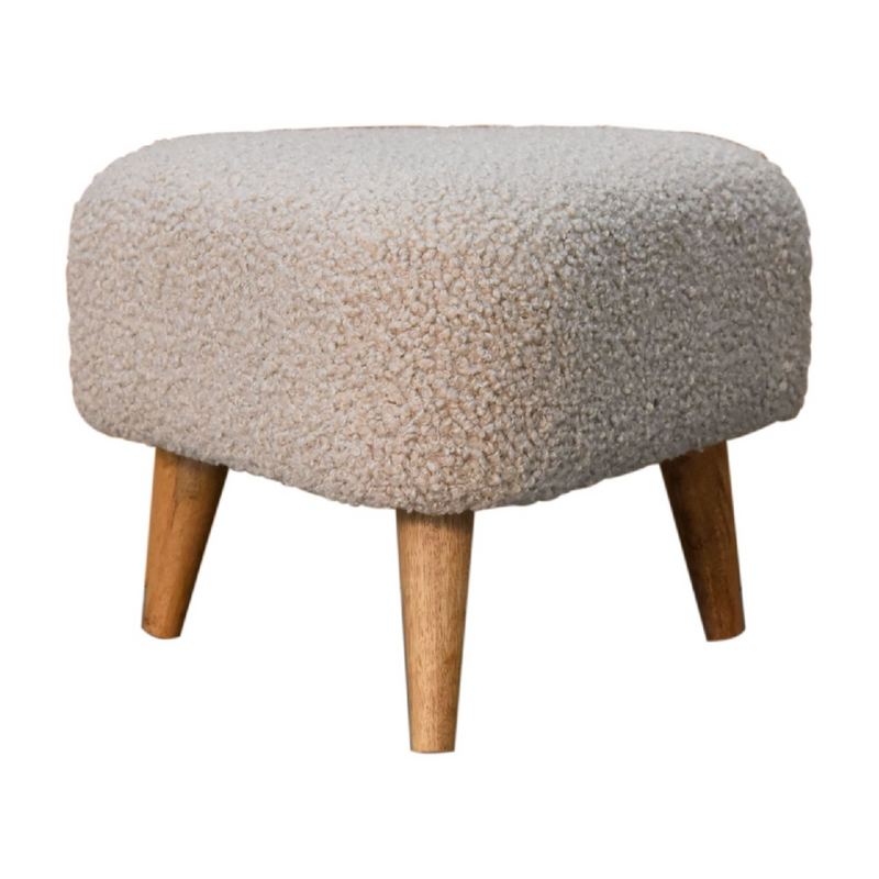 Artisan Furniture Solid Mango Wood Mud Boucle Triangle Footstool