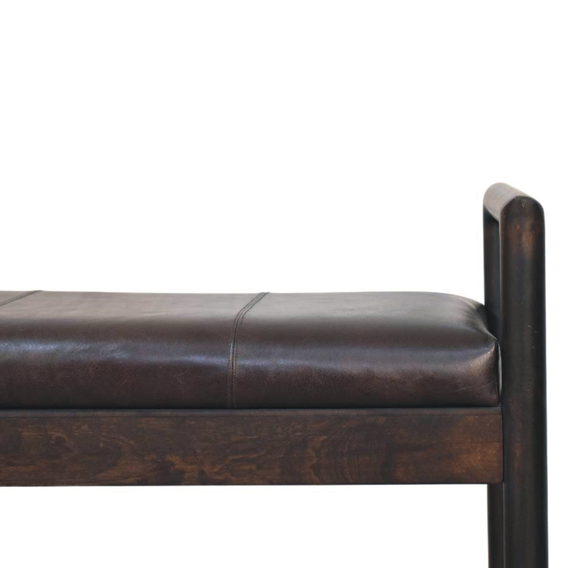 Artisan Furniture Solid Wood Gridline Bench, Upholstered, Black