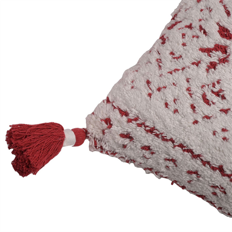 Red Snowflakes Rectangular Tufted Cushion