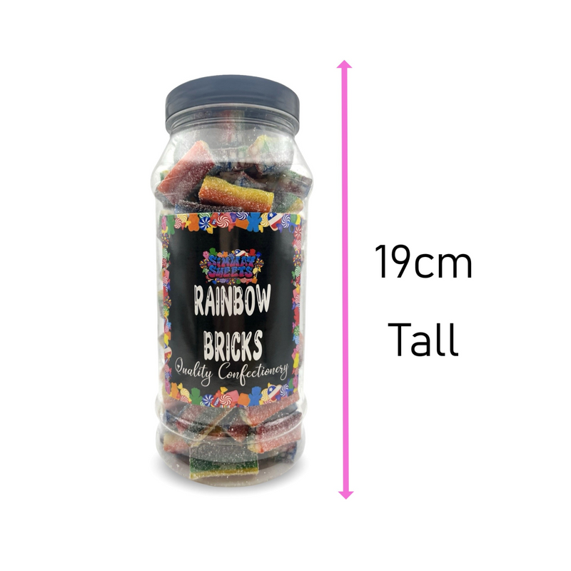 Rainbow Sour Candy Bricks Retro Fizzy Gummy Sweets Gift Jar - 680g