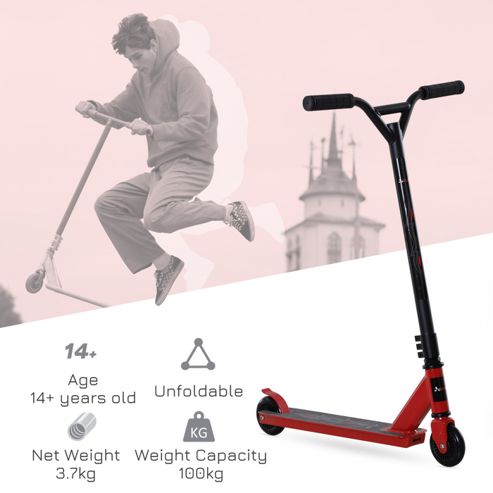 HOMCOM Stunt Scooter Complete Trick Scooters Kick Scooters Teenagers Red