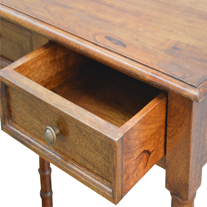Artisan Furniture Solid Wood 4 Drawer Hallway Console Table, 1 Open Slot, Brown